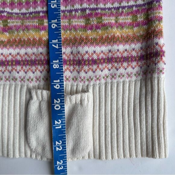 VTG Tiara Cardigan Sweater Fair Isle Pockets Cottagecore Cream Size Petite XL - Picture 11 of 12